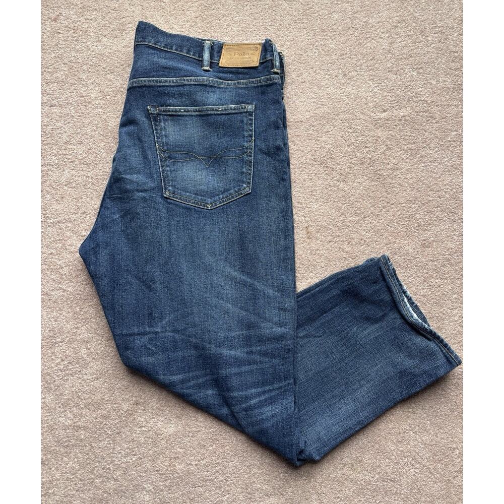 Polo Ralph Lauren Hampton Relaxed Straight Blue Whiskered Jeans Sz 44x30